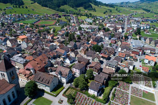 Luftaufnahme Appenzell mit Landsgemeindeplatz Luftbild