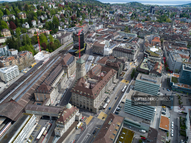 Luftaufnahme Bahnhof Sankt Gallen Stadt Luftbild