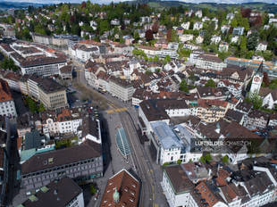 Luftaufnahme Marktplatz Bohl Stadt St. Gallen Luftbild