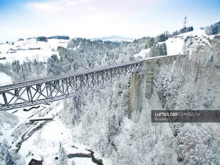 Luftaufnahme St. Gallen Viadukt im Winter Luftbild
