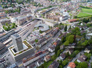 Luftaufnahme Stadt St. Gallen Bahnhof Luftbild