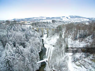 Luftaufnahme Sankt Gallen im Winter mit Sitterviadukt Luftbild