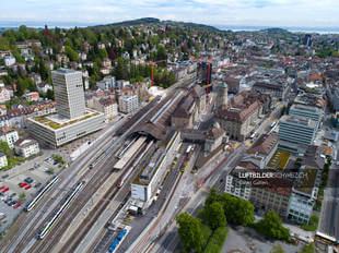Luftaufnahme Bahnhof Sankt Gallen SG Luftbild