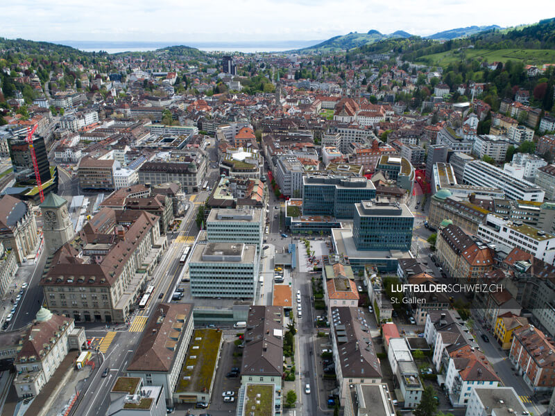 Luftaufnahme Neumarkt St. Gallen Stadt Luftbild