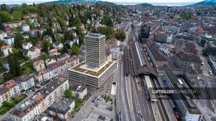 Luftaufnahme Bahnhof + Fachhochschule St. Gallen Luftbild
