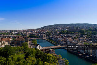 Luftaufnahme Zürich mit Rudolf-Brun-Brücke Luftbild