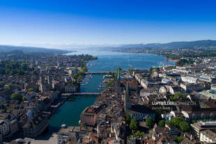 Luftaufnahme Stadt Zürich mit Zürisee Luftbild