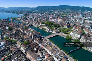 Luftaufnahme Stadt Zürich Limmat Luftbild