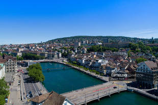 Luftaufnahme Zürich mit Mühlesteg Luftbild
