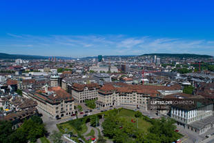 Luftaufnahme Stadt Zürich Lindenhofpark Luftbild