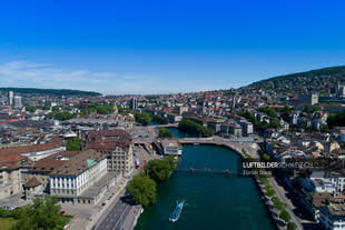 Luftaufnahme Limmat Mühlesteg Zürich Luftbild