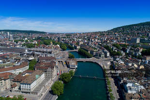 Luftaufnahme Bahnhofbrücke Zürich Luftbild