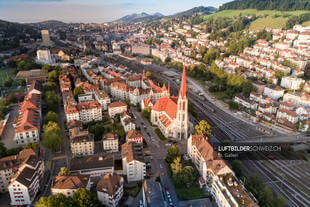 Luftbild Stadt St. Gallen am Abend
