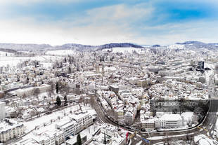 Luftbild Winter Stadt St. Gallen