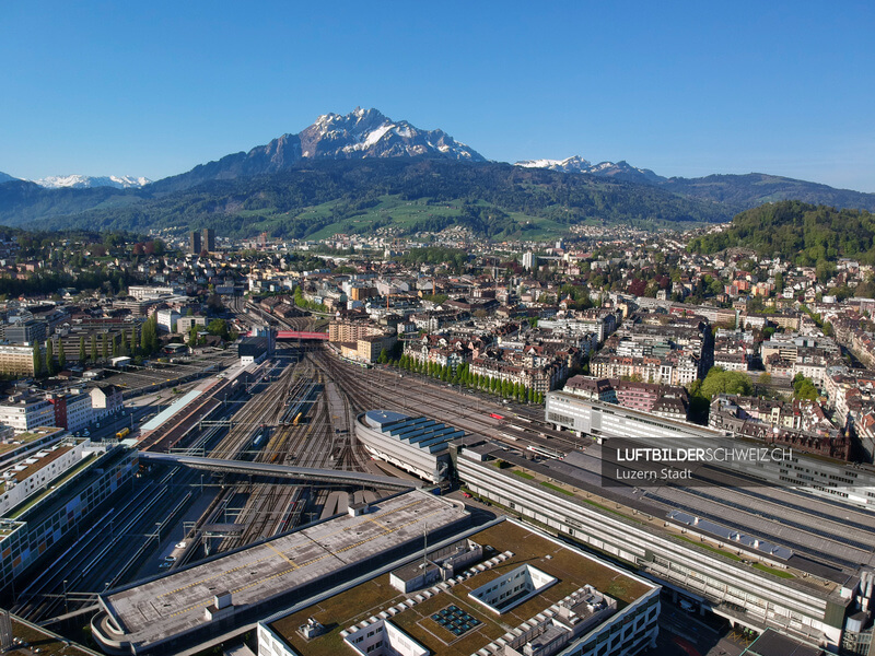 Luftaufnahme Luzern Hauptbahnhof Luftbild