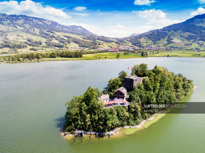 Insel Schwanau – Lauerzersee Luftbild