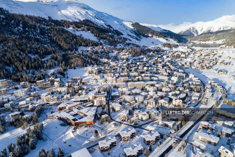 Luftbild Winter in Davos