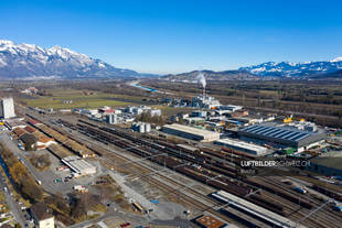 Buchs SG Bahnhof Luftbild Winter