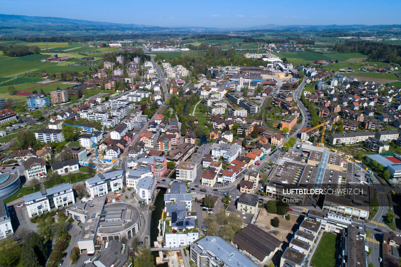 Cham Luftbild Zentrum mit Neudorf Center