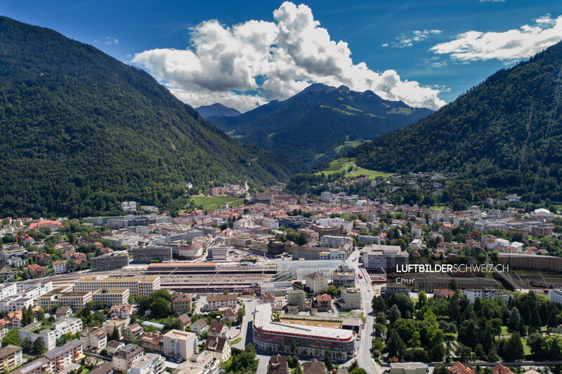 Chur Luftaufnahme SBB Bahnhof Luftbild