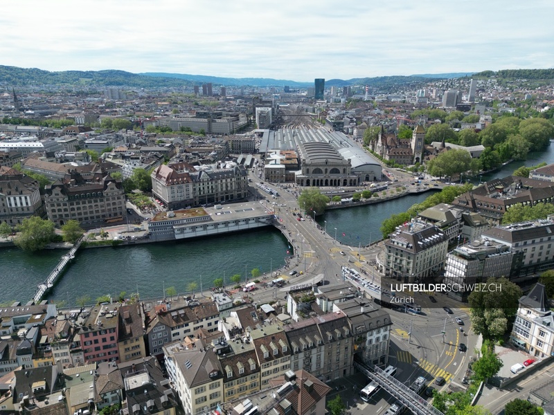 Hauptbahnhof Zürich Luftaufnahme Luftbild
