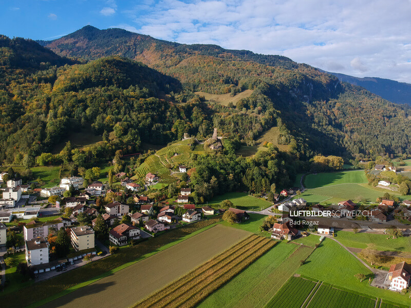 Luftbild Bad Ragaz Burg Freudenberg