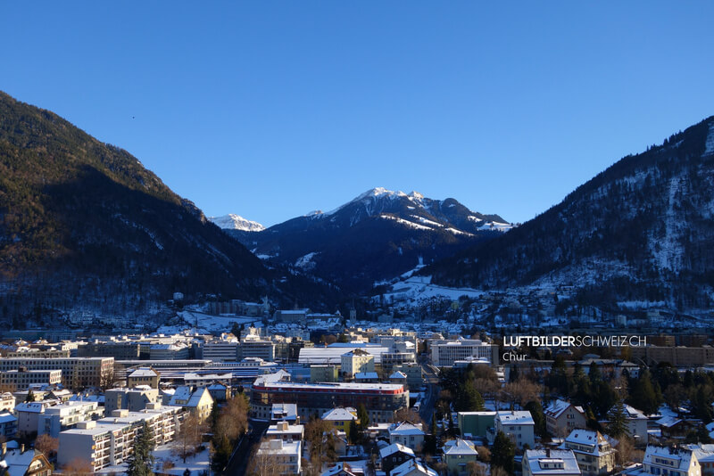 Luftbild Chur Bahnhof & Altstadt