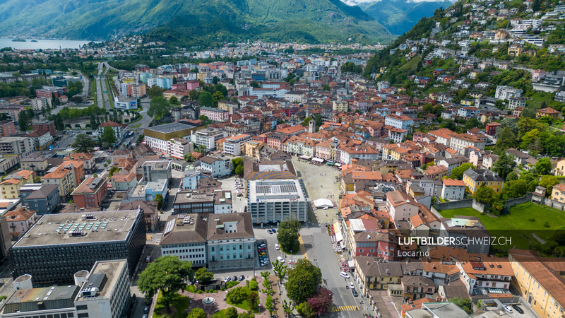 Luftaufnahme Locarno Piazza Grande Luftbild