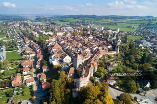Luftaufnahme Schloss Murten Luftbild