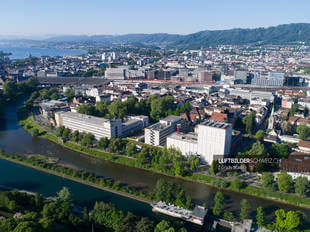 Luftaufnahme Zürich Kreis 5 mit Hauptbahnhof Luftbild