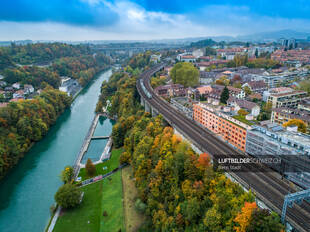 Luftbild Bern Stadt mit Lorraine Bad