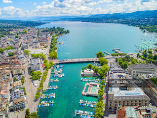 Drohne Quaibrücke und Frauenbadi Zürich Luftbild