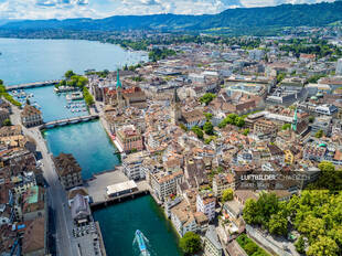 Drohne Rathausbrücke Zürich Luftbild