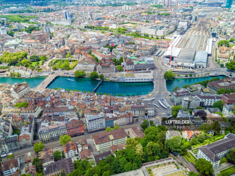 Drohne Zürich Bahnhof Luftbild