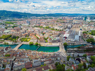 Drohne Zürich Hauptbahnhof Luftbild