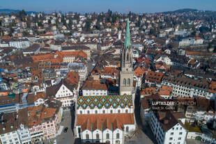 Drohnenfoto St. Gallen - Kirche St. Laurenzen Luftbild