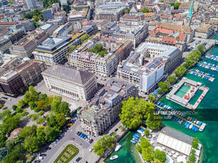 Luftbild Frauenbad Stadthausquai Zürich