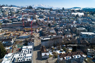 Luftbild Herisau Baustelle im Winter