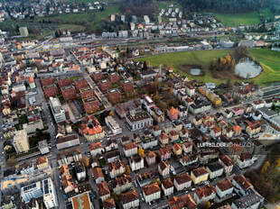 Luftbild Lachen Quartier St. Gallen
