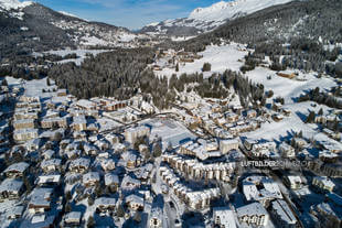 Lenzerheide Winter Luftaufnahme Luftbild