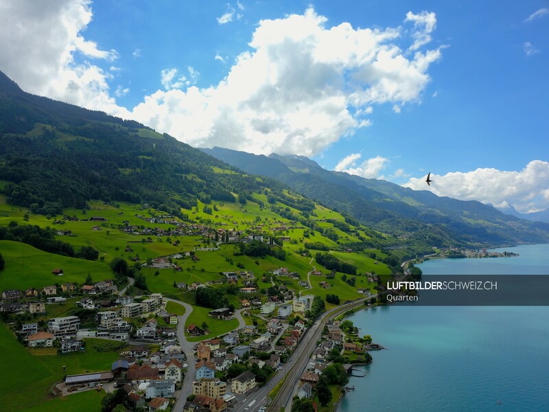 Luftaufnahme am Walensee in Unterterzen SG Luftbild