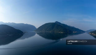 Luftbild Luganersee bei Melide