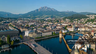 Luftbild Luzern mit Kapellbrücke
