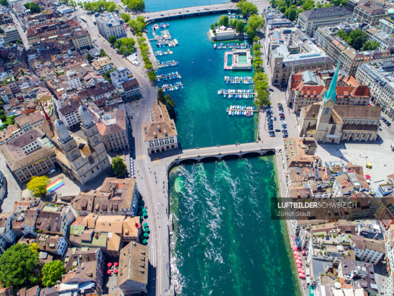 Luftbild Münsterbrücke Zürich