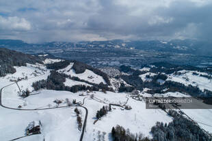 Luftbild Rheintal im Winter
