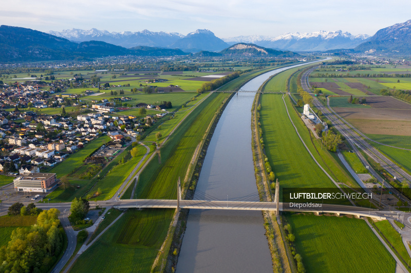 Rheinverlauf Luftaufnahme Diepoldsau Luftbild