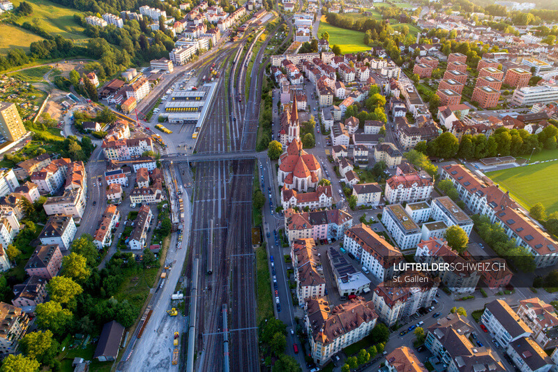 St. Ottmar & Güterbahnof in St. Gallen Luftbild