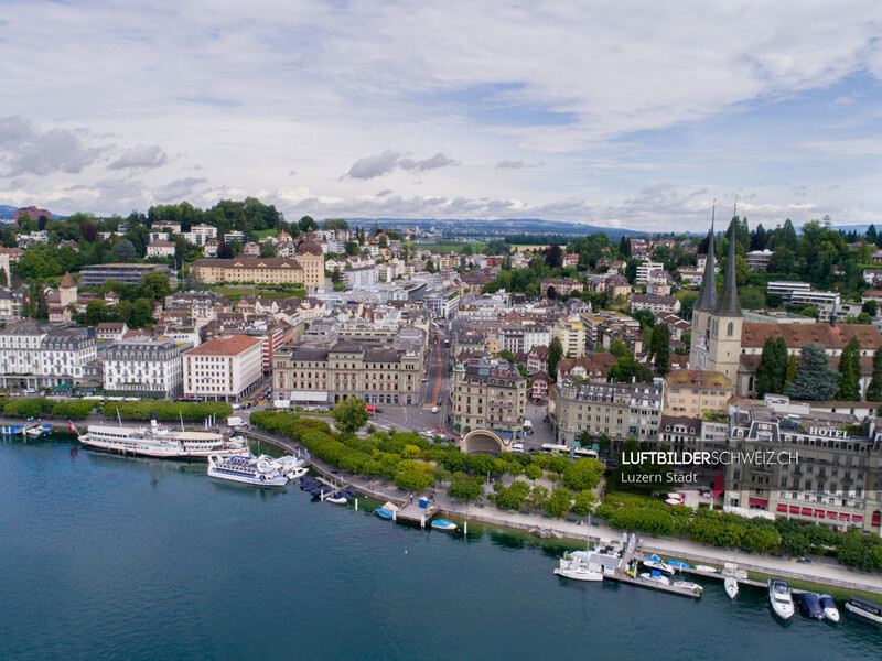Luzern Luftbild Schweizerhofquai