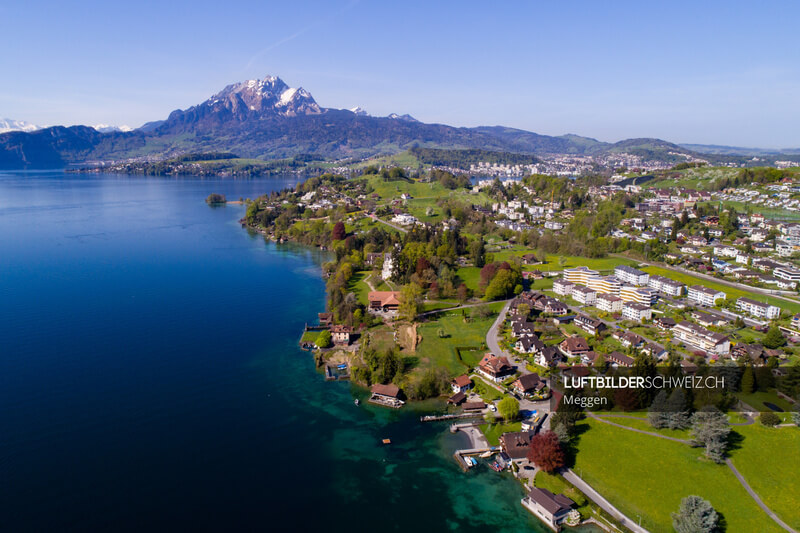 Luftbild Meggen mit Pilatus