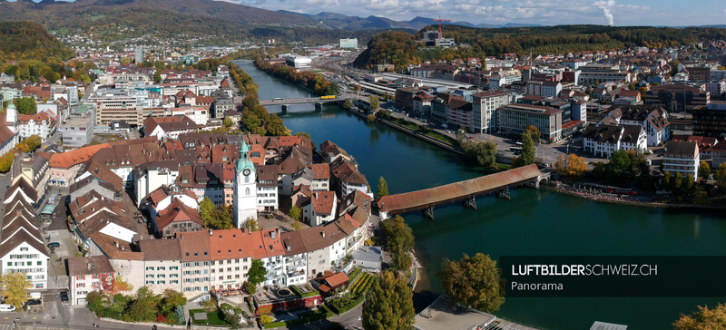 Panorama Olten Aarebrücke & Altstadt Luftbild